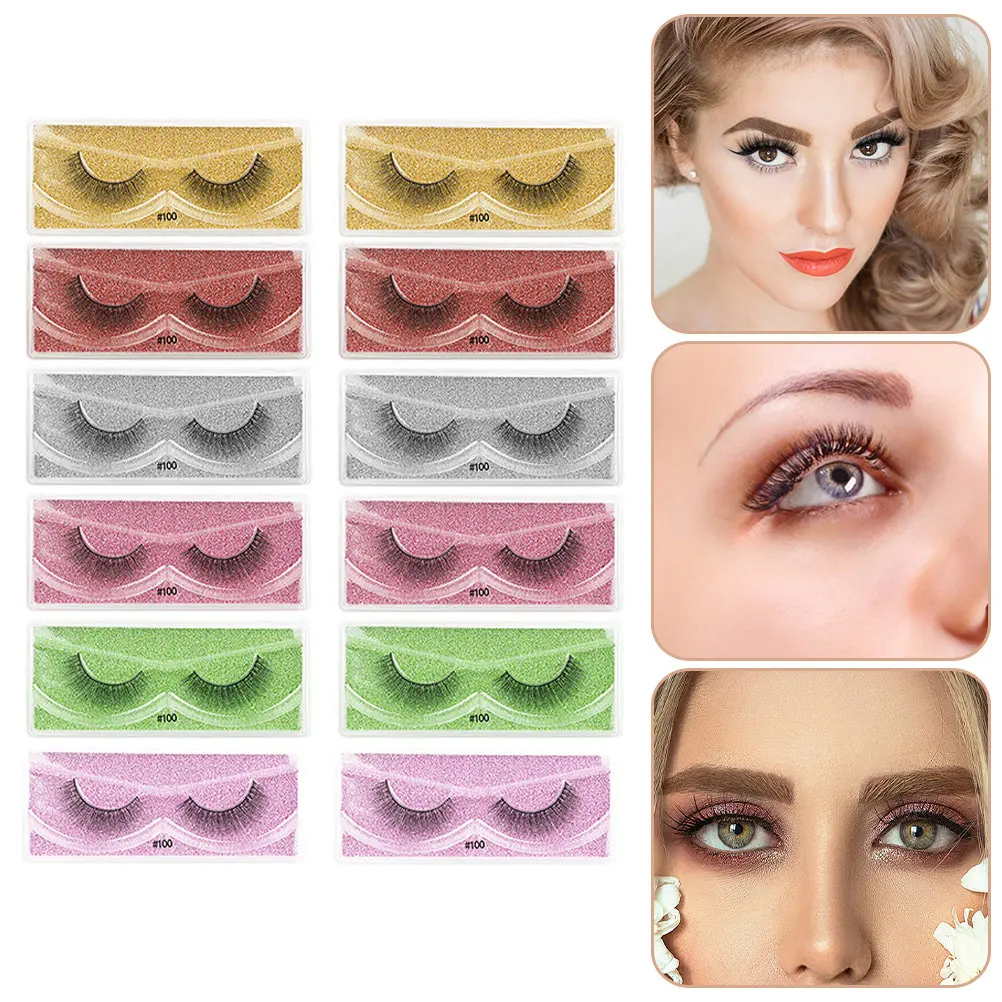 

12 Pairs False Eyelashes Natural Lashes For Women Party Wedding Makeup Stage Daily Wear Grafting Tool Dense Art