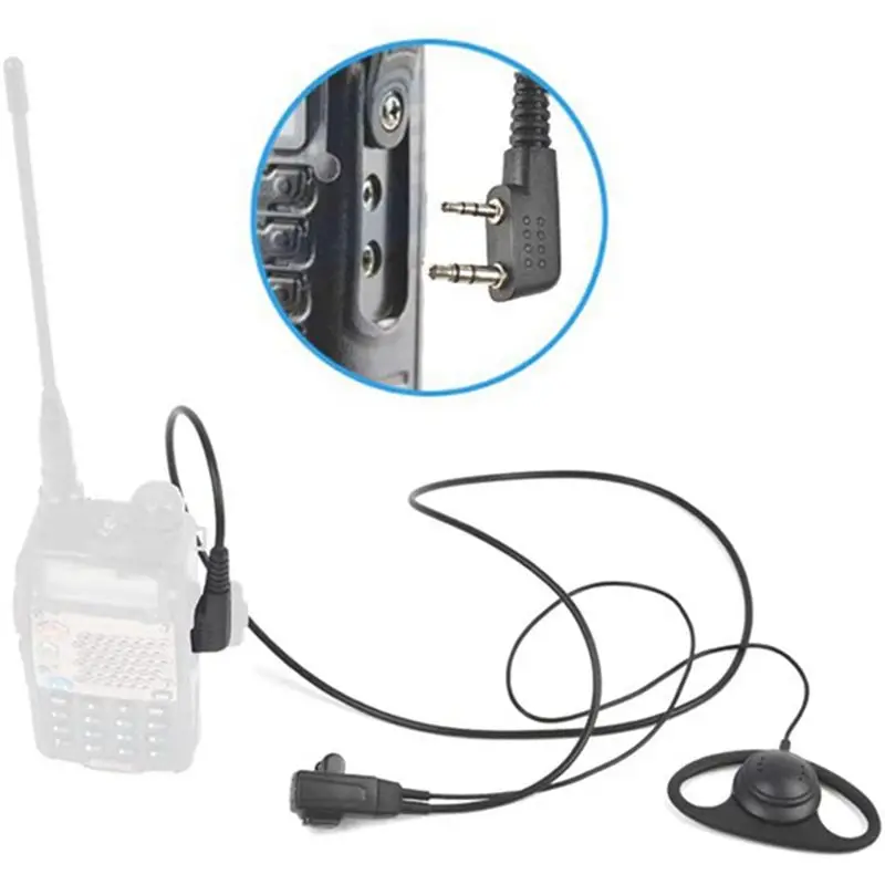 A64I Einzeldraht-Ohrhörer-Headset-Kit MIC PTT Mic D-förmiger 2-poliger Radio-Kopfhörer Walkie Talkie Ohrbügel
