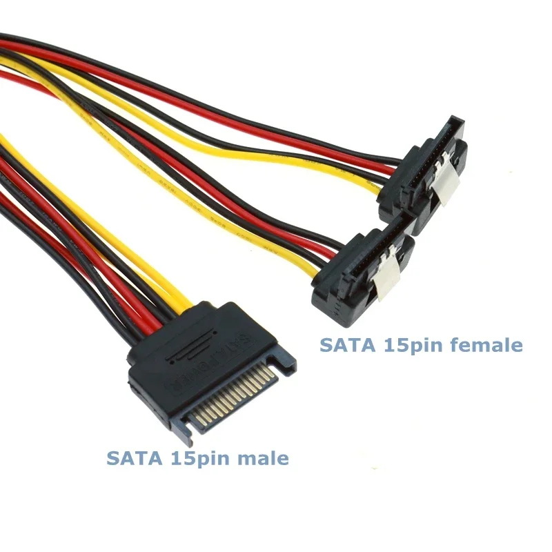 SATA 15pin Straight Elbow Male to SATA SDD IDE 4Pin Female one-to-two Computer Case Hard Drive Power Adapter Cable
