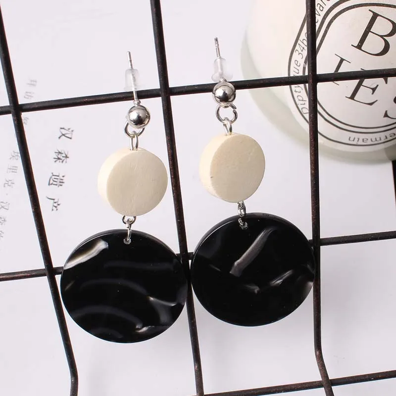 Unique Design Geometric Round Acetic Acid Wood Grain Earrings For Women Fashion Ear Jewelry Accessories Wholesale Fashion Gift