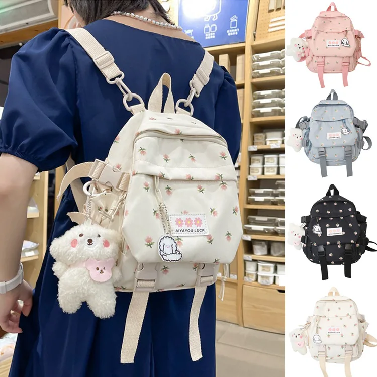 Mini Small Backpack Multi-Function Ladies Phone Pouch Pack Flower Print Ladies School Backpack Bag for Women school purse girls