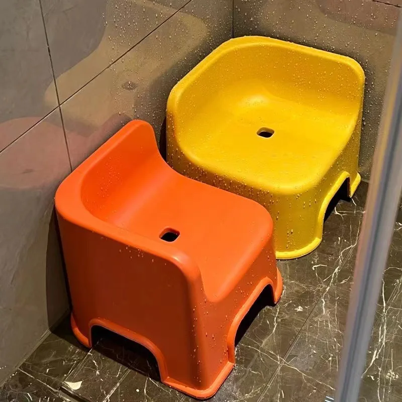 

Plastic Shower Stool Non-Slip Thicken Bath Bench Step Stool Household Changing Shoes Stool For Home Living Room Bedroom Use