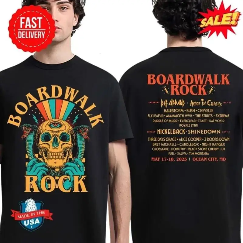 Boardwalk Rock 2025 Ocean City Md On 17 مايو 18 جمجمة Lineup تي شيرت S 3Xl #1