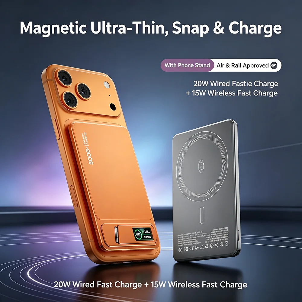 10000mAh CCC Ultra Slim For MagSafe Magnetic Wireless Power Bank 20W Fast Charging Portable Battery for iPhone 12-17 iWatch iPod