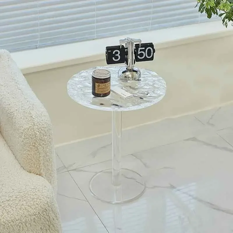 k*-Transparent Acrylic Coffee Table,Creative Water Wave Pattern Tea Table,Living Room Sofa Side Table,Storage Desk,Nordic