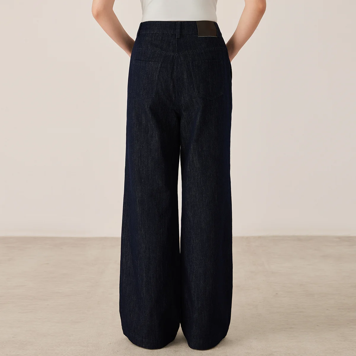 KX7523319 High-Waisted Wide-Leg Cotton Blend Trousers with Pockets Casual Pants for Women