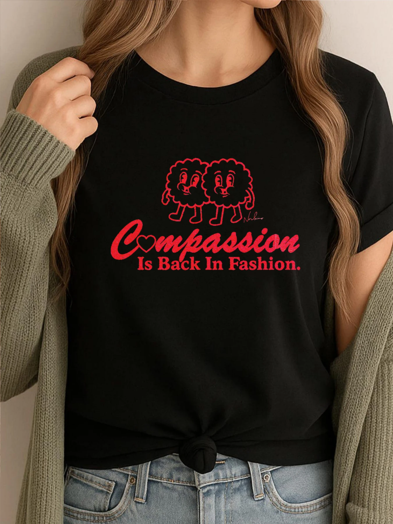 Compassion Is Back In Fashion Hiphop Streetwear Herrenbekleidung Grafik-T-Shirts Herren Übergroßes bedrucktes T-Shirt