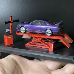Diorama 1:64 Four-Wheel Positioning Auto Repair Tool Model Miniature Garage Scence Modifications  Accessories Collectible Figure