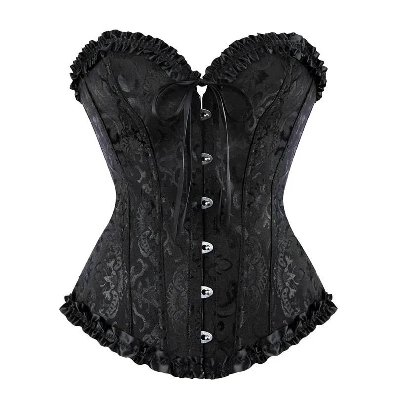 

Women Sexy Corsets Bustiers Floral Lace Tops Shapewear Vintage Corset Gothic Satin Lingerie Corselet Overbust