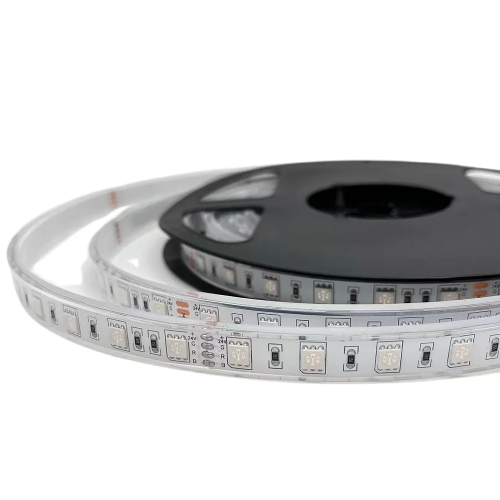 5m IP68 Waterproof LED Strip DC12V 24V SMD 5050 60LEDs Warm White/Red/Green/RGB For swimming Pool Fish Tank Under Water Lights