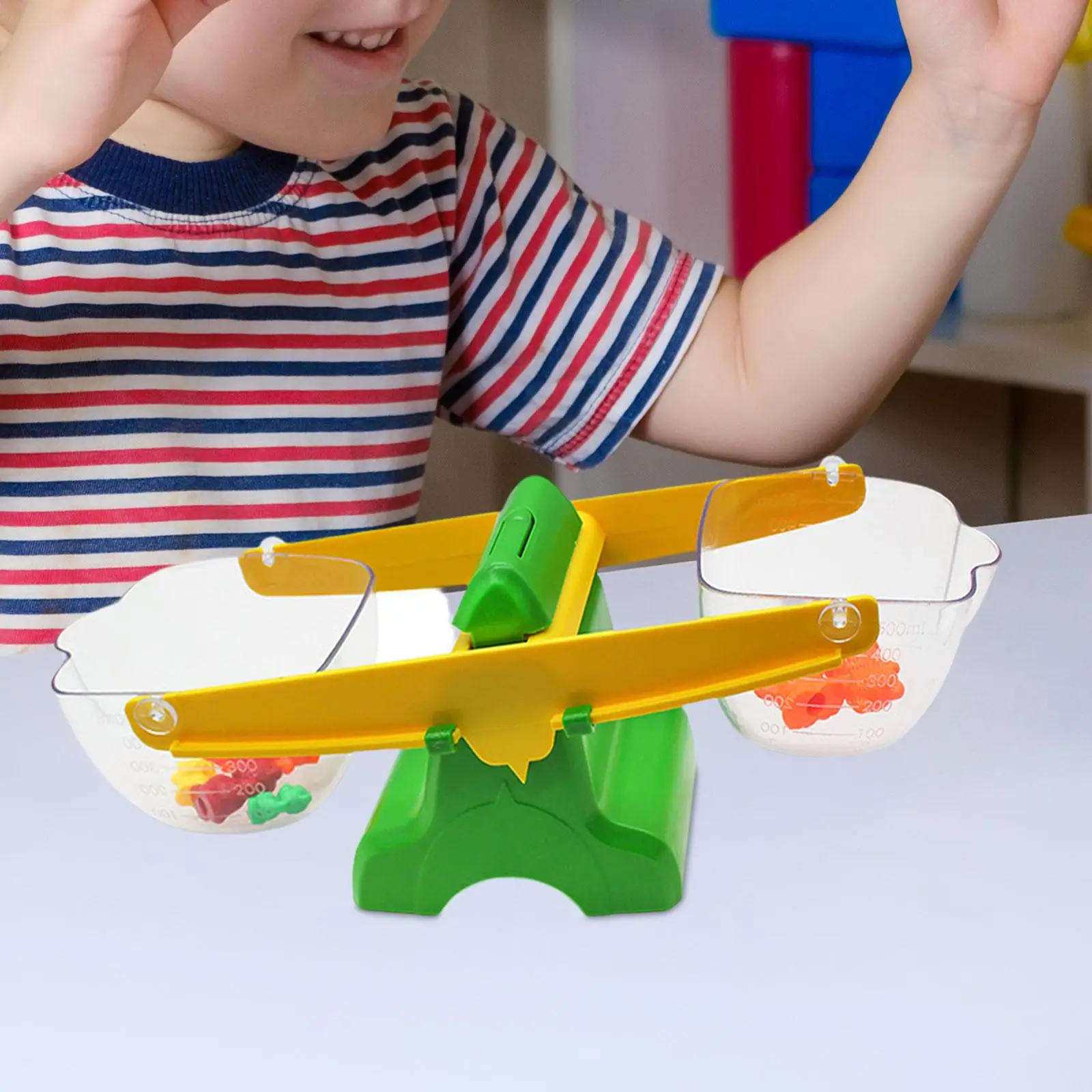 

Kids Scale Teaching Aids Preschool Space Saving Double Pan Balance Scale for Capacity Volume Height Inequalities Length