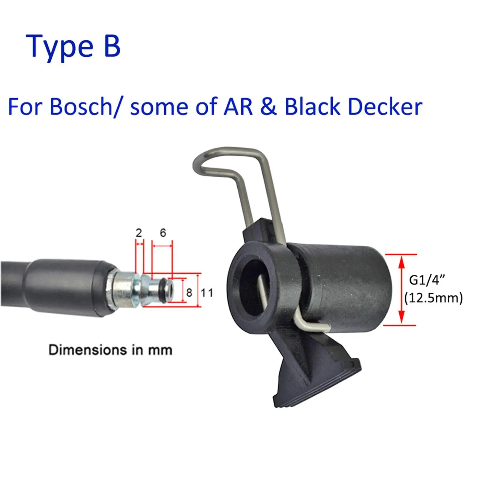 Adaptador de lavadora de pressão, conector rápido tipo soquete de rosca fêmea métrico g1/4 "12,5 mm 2300 psi