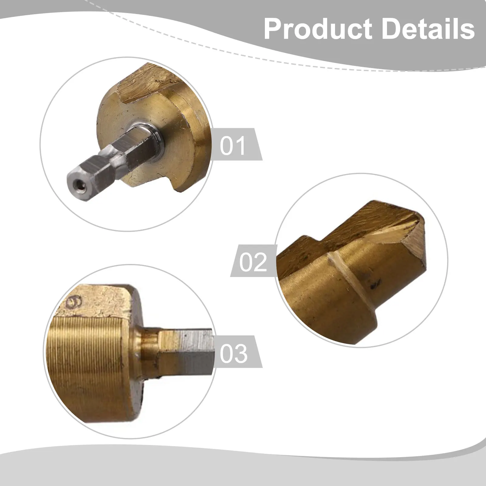 Pprリフティングステップドリルビット、六角シャンク、水道管ツール、ハンドルhss素材、ゴールドカラー、サイズ61x6 35x22mm、6 35mm