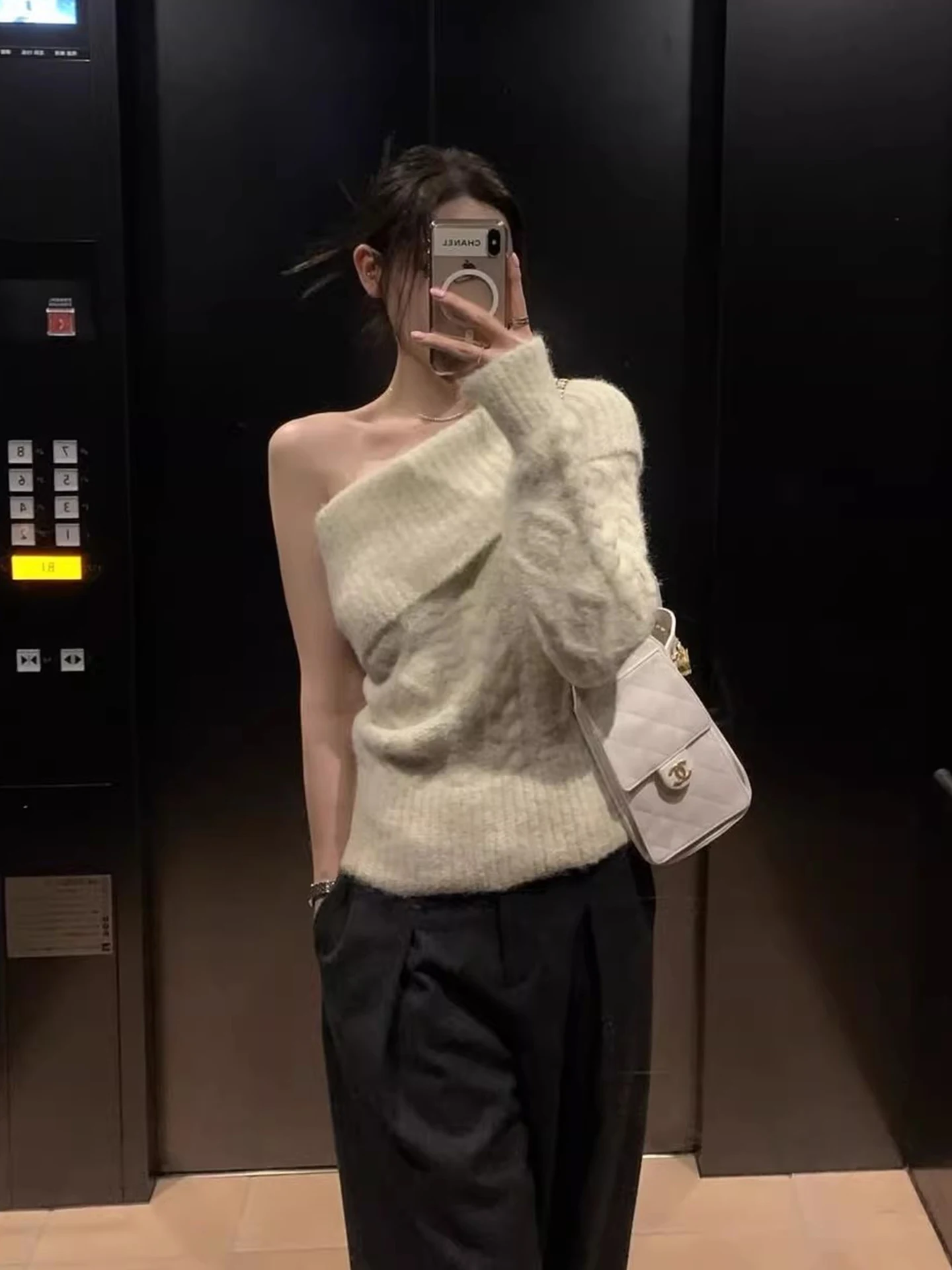 

Women's Long Sve Knitted Sweater oulder Bared Slant Design Loose Fit Pullover Korean Sle Commute Faion Spring New