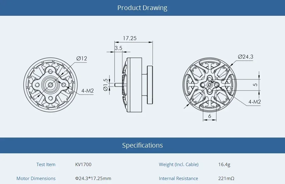 T-Motor Nieuwe F2004 2004 1700KV 6 S/3000KV 4-5 S Borstelloze Motor Lange afstand 1.5mm As voor 3-5 Inch Drone FPV Racing Quadcopter