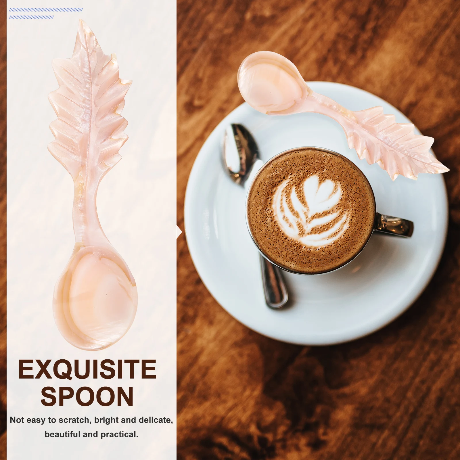 

Natural Fish Caviar Dessert Spoon Shell Spoon Home Restaurant Kitchen Decorative Tableware Utensil Seashell Design