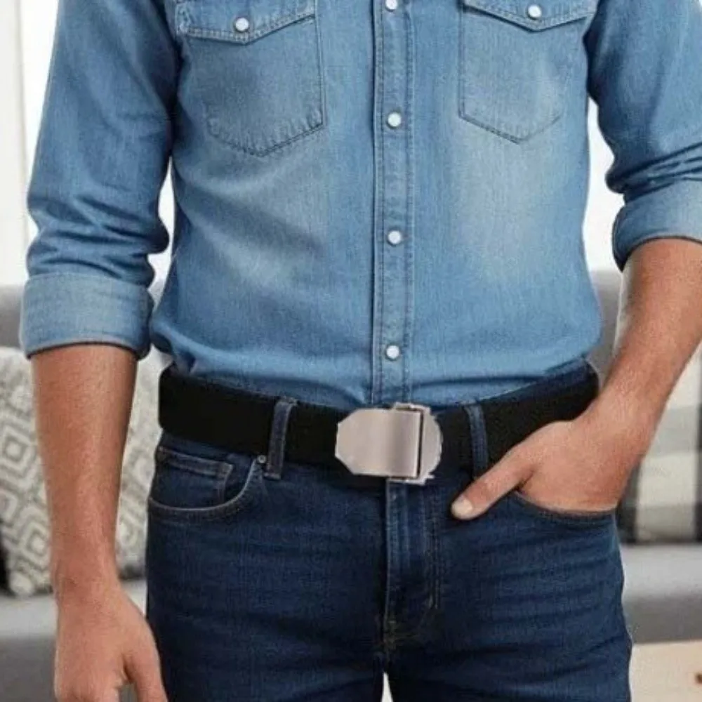 

Регулируемый мужской тканевый ремень с автоматической пряжкой, однотонный, прочный, из ткани с текстурой под сплав, поясной ремень-застежка