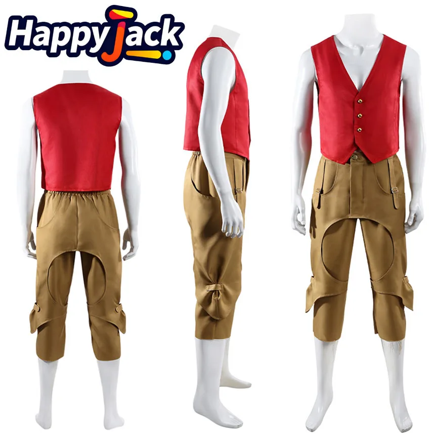 

Костюм для косплея Луффи, пиратский наряд для ролевых игр, мужской комплект: жилет и брюки, для Хэллоуина, карнавала, вечеринок, маскарадный костюм