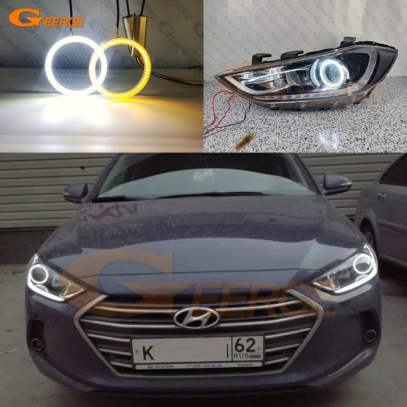 

For Hyundai Elantra AD Avante 2015 2016 2017 2018 Ultra Bright A/W Switchback Day Light Turn Signal LED Angel Eyes Halo Rings