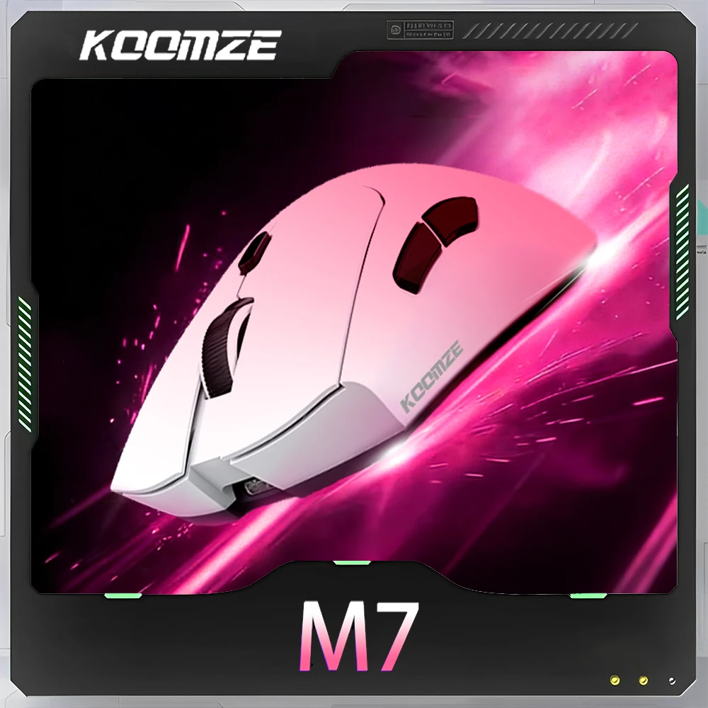 Mouse Sem Fio KOOMZE M7 PAW3311 500mAh com Longa Duração da Bateria, Leve, 3 Modos, Mouse para Escritório e Jogos, Acessórios Personalizados para PC, 