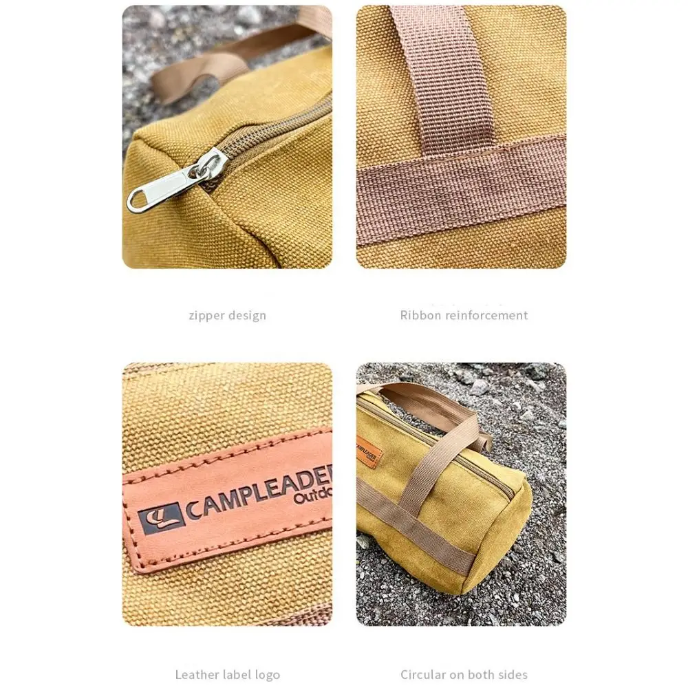 Outdoor Canvas Camping Handbag Yellow Large-Capacity Outdoor Cylinder Kit Bag Tools Packaging