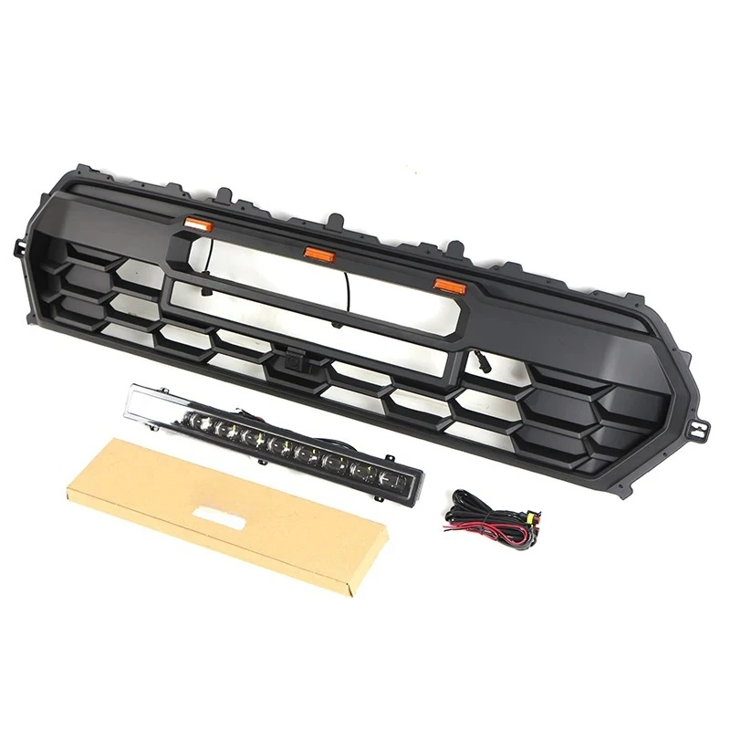How Sale 2024 Auto Parts ABS Mesh Black Grille Front Grille With Light Bar Fit For Tacoma