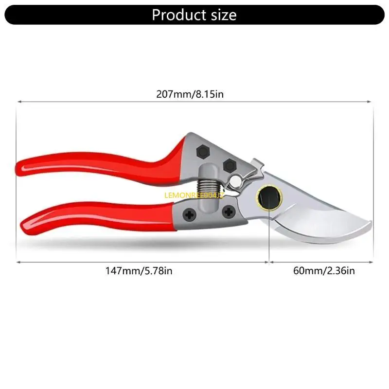 E7CD SK5 High Carbon Steel Pruning Shears Gardening Tool for Fruit Trees and Plant Trimming with Ergonomic Grip Handle