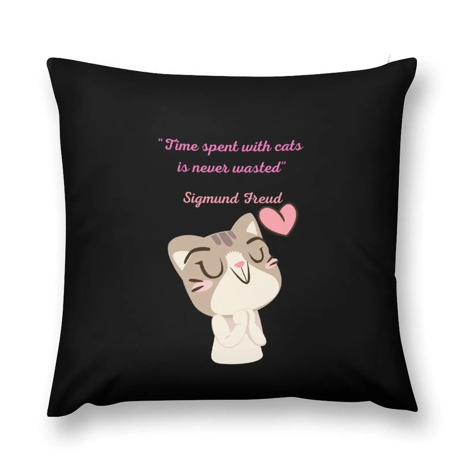 Time spent with cats is never wasted , Sigmund Freud Throw Pillow Cushions For Sofa pillows decor home pillow