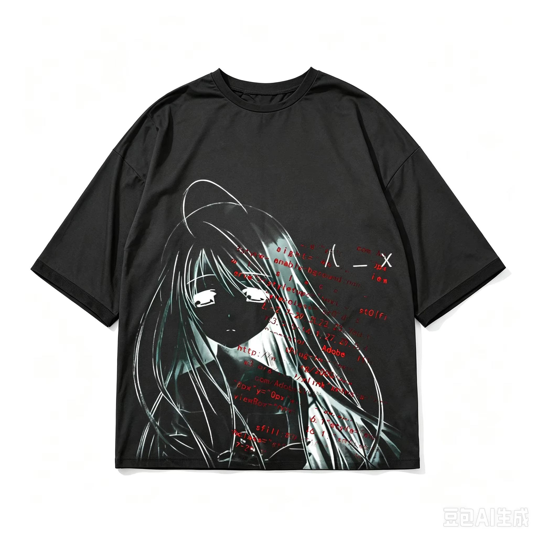 Sad Anime Girl Cotton Streetwear Fashion Oversized Unisex Print Short Sleeve Loose Casual Short Sleeves Classic hot product soft