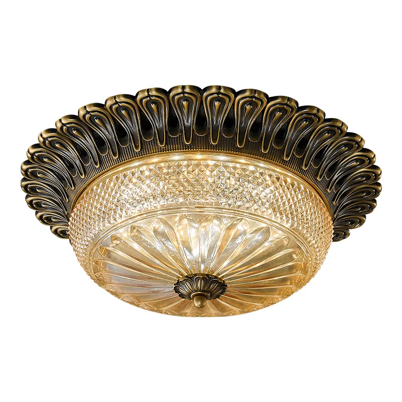 

American retro bedroom ceiling lamp simple light luxury restaurant copper