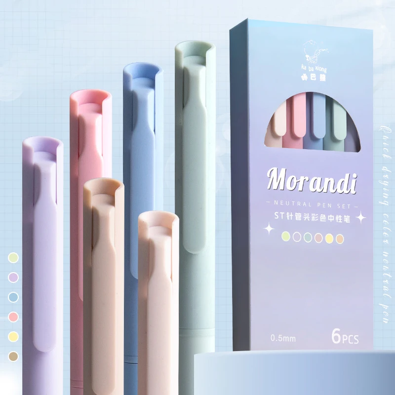 6 Stuks Morandi Kleur Gel Pen Kleurrijke Signeerpen Gekleurde Inkt Sneldrogend Op Neutrale Pen Schrijfgereedschap Student Briefpapier