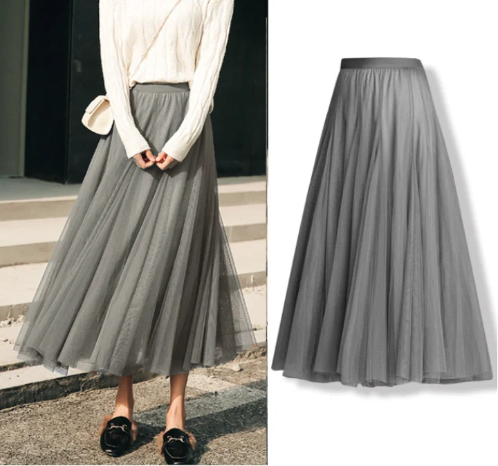 The new 2023 white gauze pleated skirt fairy skirts girl in the veil long dress dance skirt square dance