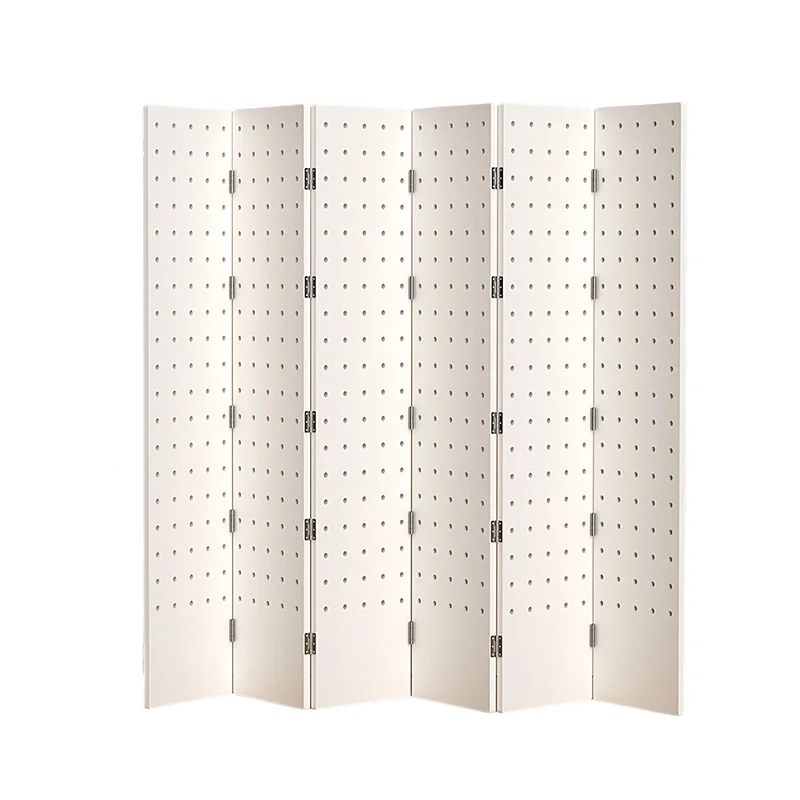 Solid wood hole board screen partition, living room door blocking vertical folding mobile shelf floor entrance