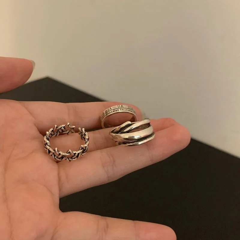 3pcs/set Hip Hop Adjustable Rings ,  Punk Jewelry for Women Men , Comfort Fit Daily Wear Gift Idea , Suitable for Daily Wear