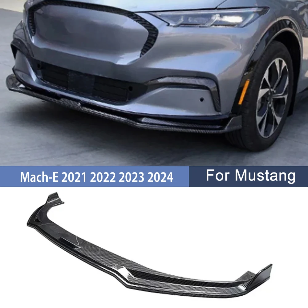 For Ford Electric Mustang Mach-E 2021 -2024 Car Front Bumper Spoiler Diffuser Lip Splitter Body Kit Chin Guard Protector Covers