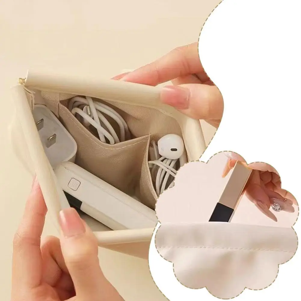 Automatic Closed Purse Bag Mini PU Separate Earphone Charging Cable Storage Bag Portable Zero Wallet Coin Lipstick Storage Bag