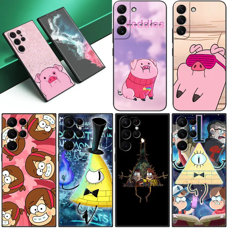 Gravity Fall Family pig Black Phone Case For Samsung Galaxy S22 S21 Ultra S20 FE S10E S10 Lite S8 S9 Plus S7 Edge 5G Soft Cover