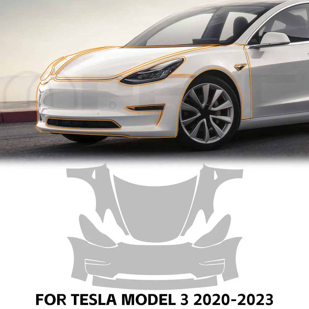 

For Tesla Model 3 2020-2023 9Mil TPU Paint Protection Film Clear Bra Car Body Anti-Scratch Pre-cut PPF Resistant Invisible Cover
