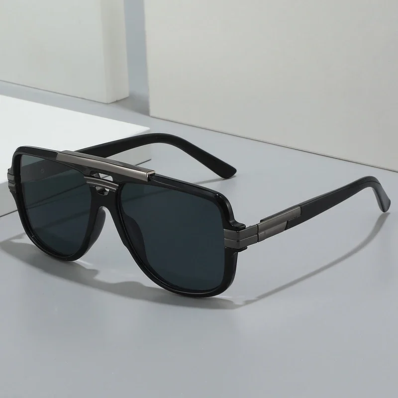 SO&EI ريترو مربع مزدوج الجسور الرجال النظارات الشمسية أزياء العلامة التجارية مصمم ظلال UV400 النساء التدرج نظارات شمسية