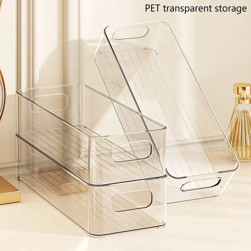 Caja Organizadora de Pestañas con Asas, Organizador de Maquillaje, Contenedores Organizadores para Refrigerador, Estante Apilable de Plástico Transparente para Almacenamiento de Alimentos