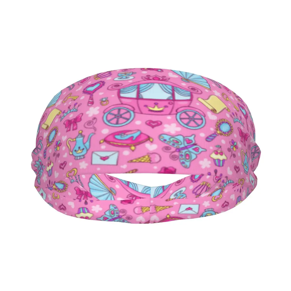 

Sports Headband Cute Carriage Princess Pattern Running Fitness Sweatband Absorbent Cycling Jog Hair Bandage