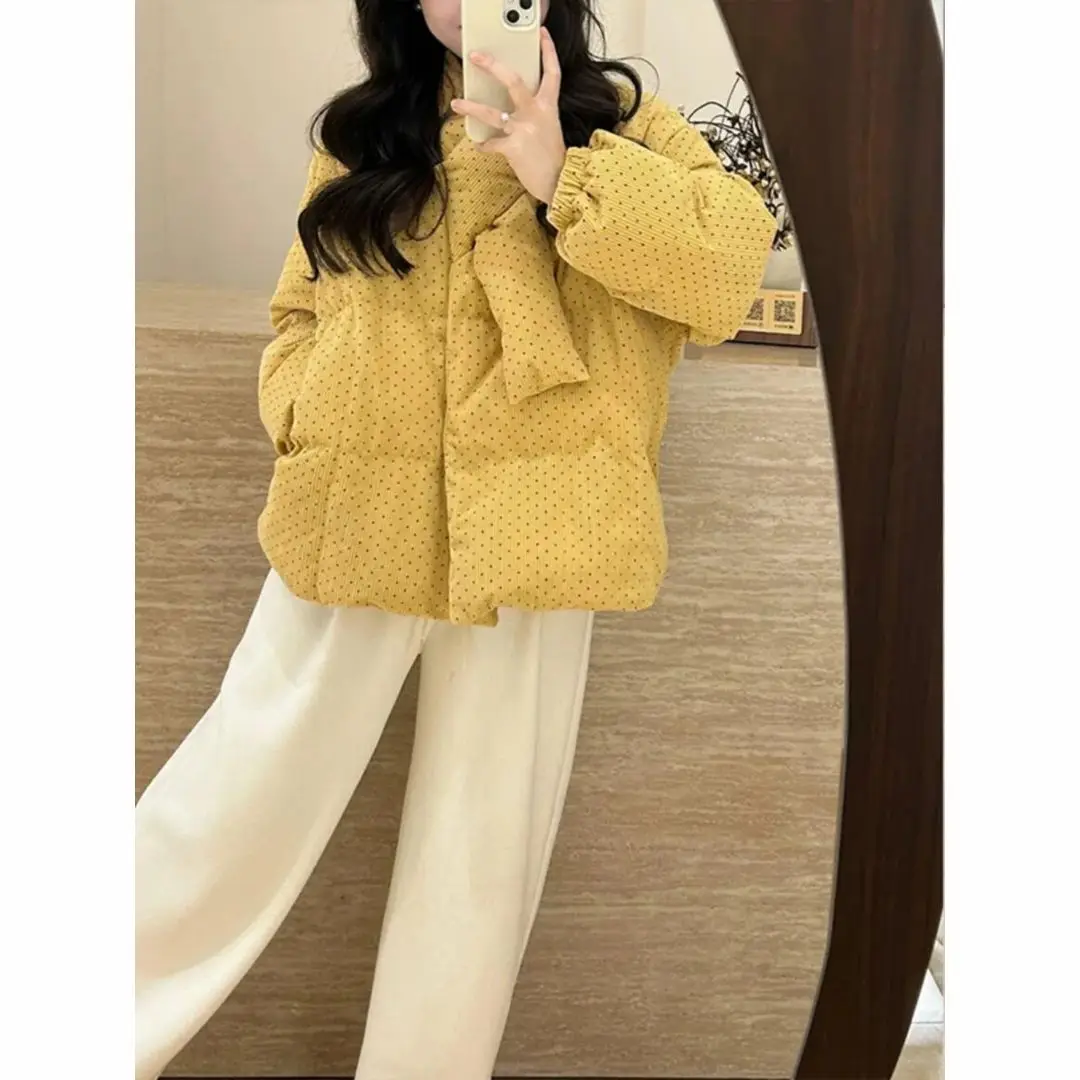 Winter Quilted Cotton Padded Jacket Jacket Women Sweet Cold Coat Parkas Warm Short Top Windproof Jacket Design Clothes Trendy