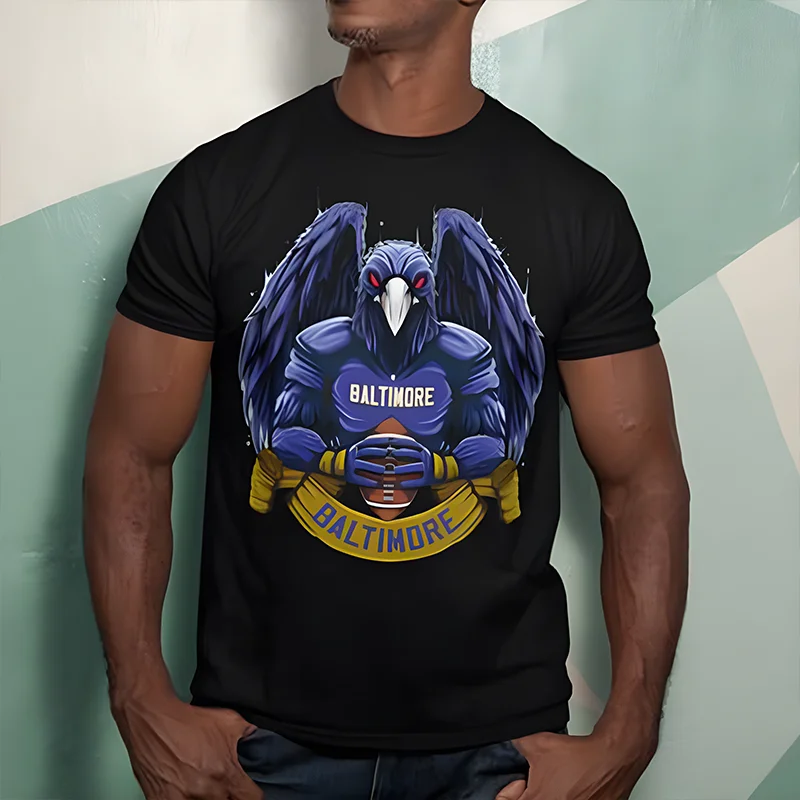 

Baltimore Football Men's T-Shirt Vintage Oversized TShirt Casual Baggy Streetwear Boyfriend Tee Workout Short Sleeve Graphic Tee