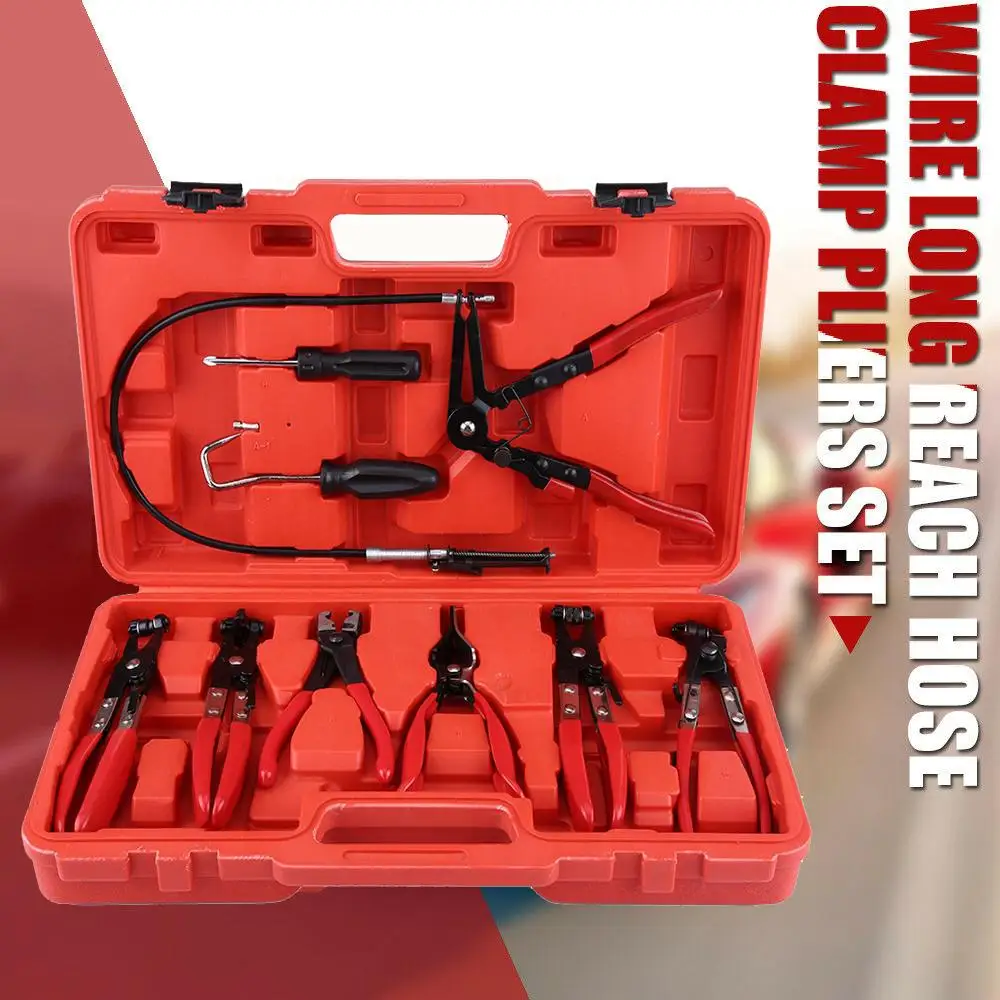 

Flexible Hose Clamp Clip Plier Set Swivel Jaw Flat Angled Band Automotive Tools Clip Plier Set Hose Clamp Clip Plier Set