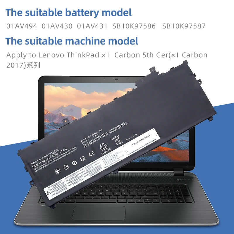 SUOZHAN 01AV494 01AV430 baterai Laptop untuk Lenovo Thinkpad X1 karbon 5th 2017 6th 2018 Series 01AV429 0101av431 King