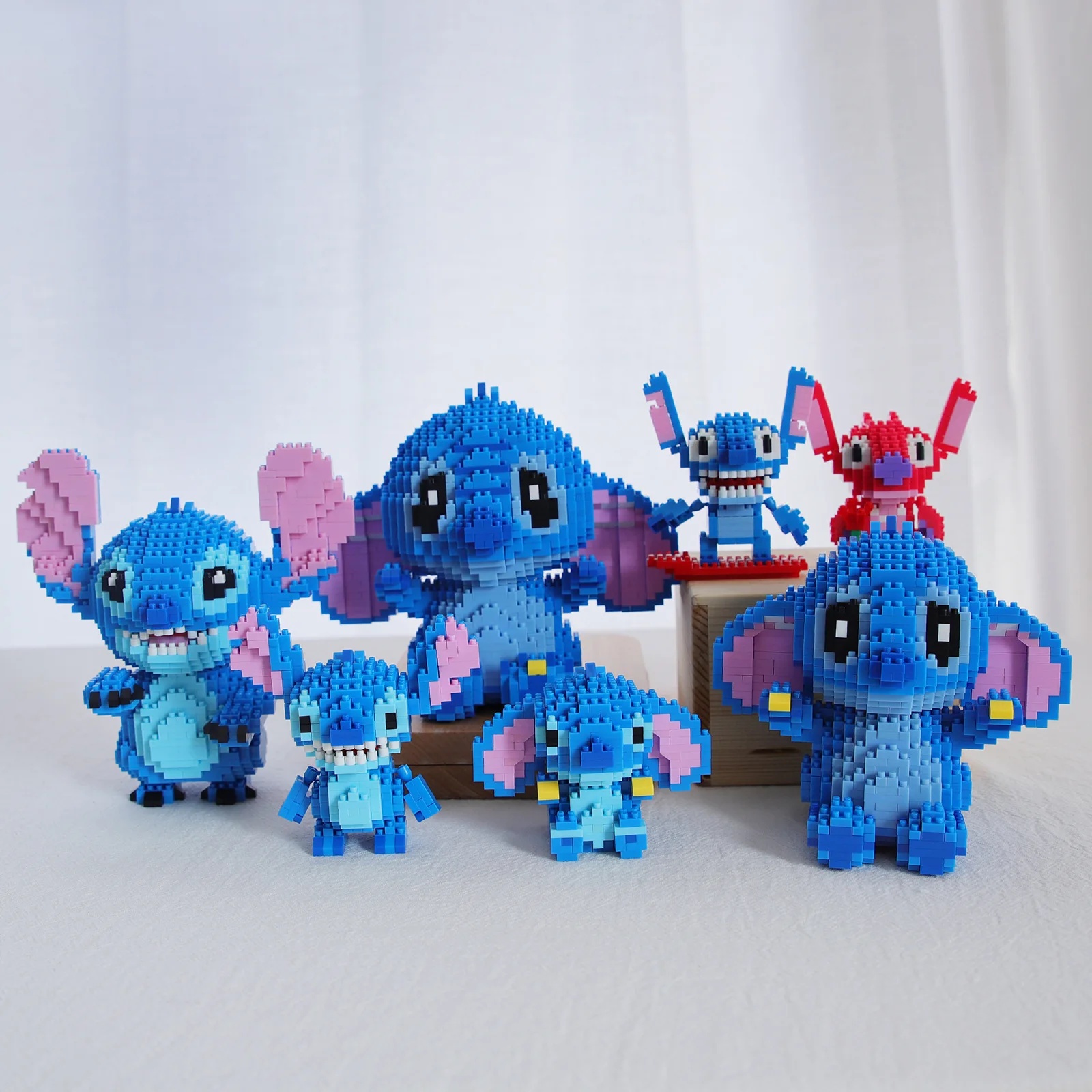 Kawaii Angry Stitch Micro Building Blocks DIY Vacation Reading Stitch Disney Model Mini Diamond Brick Figures Toy For Kids Gift