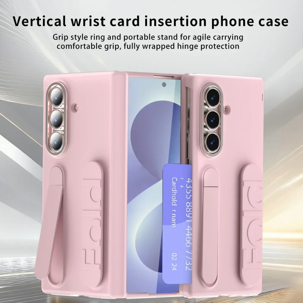 ZFold8 Ultra Case Hinge All-inclusive Card Slot PC Case For Samsung Galaxy Z Fold 8 Ultra fold 6 7 Soft Silicone Wristband Cover