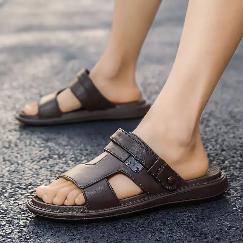 

Summer New Men's Dual Purpose Beach Sandals Slippers Open Toe Soft Sole Non Slip Lightweight Driving Shoes Casual Sport Sandals