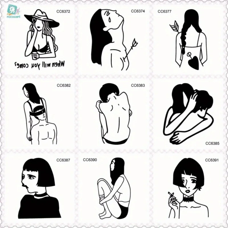 6 Gambar Tato Seksi Gadis Kesepian Tato Palsu untuk Seni Tubuh Taty Seksual Wanita Tatuagem Tato Sementara Wanita Stiker