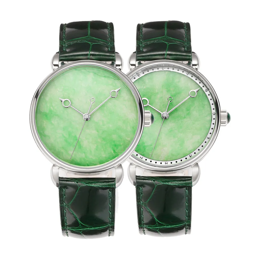 

HUASUO 41mm Gemstone Jade Dial Fully Automatic Mechanical Watch Sapphire Crystal Movement